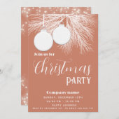 Moderne weiße Kiefernbällchen Weihnachtsbällchen Einladung (Vorne/Hinten)