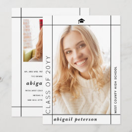 Moderne weiße Klasse 2025 Abschluss Foto Ankündigung