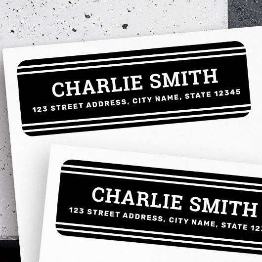Moderne, weiße Linien, schwarze Rücksendeadresse