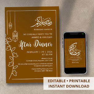 Moderne weiße Linienkunst Artn Ramadan-Iftar-Abend Einladung