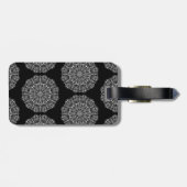 Moderne weiße Mandalase Print & Initial Letter Gepäckanhänger (Rückseite horizontal)