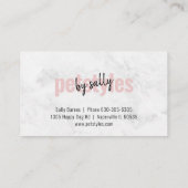 Moderne, weiße Marmor Blush Pink Petstile. Visitenkarte (Rückseite)