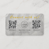 Moderne weiße Marmor-Doppel-QR-Code-Multi-Social-M Visitenkarte (Vorderseite)