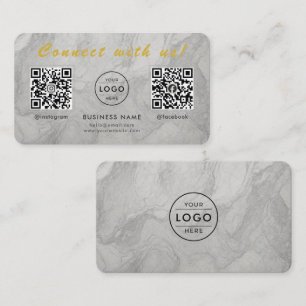 Moderne weiße Marmor-Doppel-QR-Code-Multi-Social-M Visitenkarte