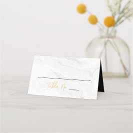 Moderne weiße Marmor-Gold-Schrift | Hochzeit Platzkarte