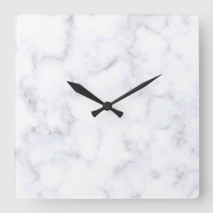 Moderne weiße Marmor Quadratische Wanduhr