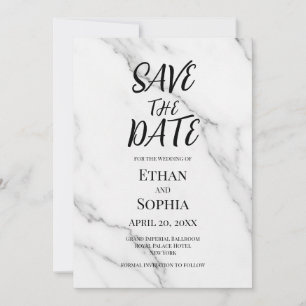Moderne weiße Marmor-Rosarote Rand Save-the-Date-K Save The Date