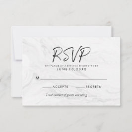 Moderne weiße Marmor-Schrift | Hochzeits-Antwortka RSVP Karte