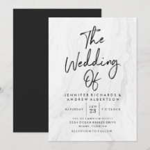 Moderne weiße Marmor-Schrift | Hochzeitseinladung