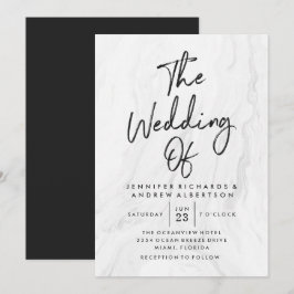 Moderne weiße Marmor-Schrift | Hochzeitseinladung Einladung