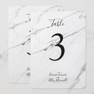Moderne weiße Marmor-Tischnummernschilder Einladung