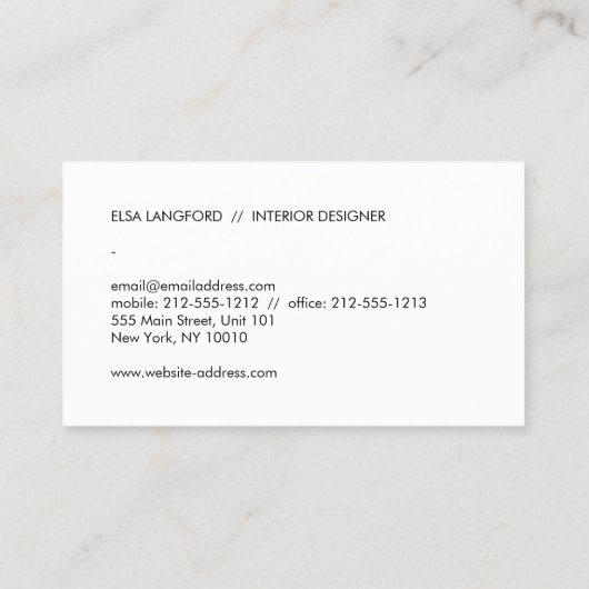 Moderne weiße Marmorkarte Luxus Designer Business Visitenkarte (Rückseite)