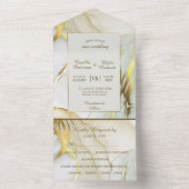 Moderne, weiße Marmorplatte Elegante Hochzeit All In One Einladung (Innen Boden)