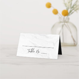 Moderne weiße Marmorschrift | Hochzeit Platzkarte