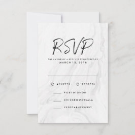 Moderne weiße Marmorschrift | Hochzeits-Antwortmen RSVP Karte