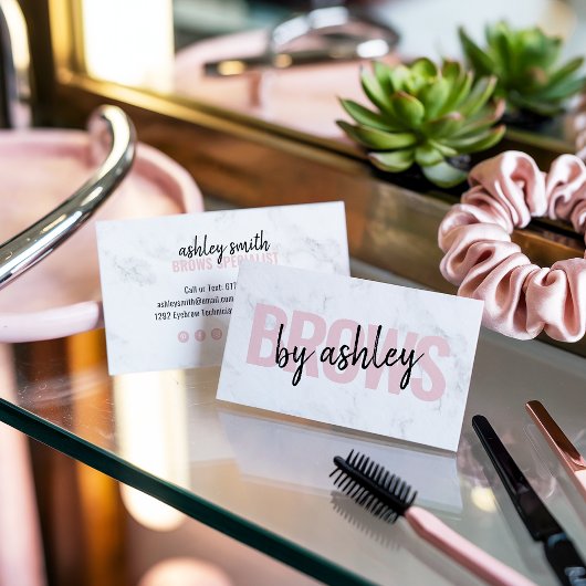 Moderne weiße Marmorschrift rot rosa braun Schönhe Visitenkarte