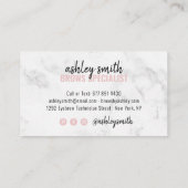 Moderne weiße Marmorschrift rot rosa braun Schönhe Visitenkarte (Rückseite)