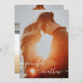 Moderne weiße minimalistische Drehbücher Fotos Hoc Einladung (Vorne/Hinten)