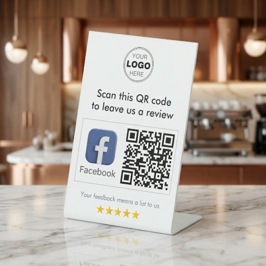 Moderne Weiße Minimalistische Facebook-QR-Code-Übe Sockelschild