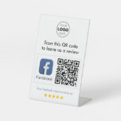 Moderne Weiße Minimalistische Facebook-QR-Code-Übe Sockelschild (Vorderseite)
