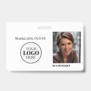 Moderne weiße Mitarbeiter-Foto-ID-Karte mit Logo Ausweis