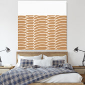 Moderne, weiße Mocha Brown Flip Art Deco Waves Leinwanddruck (Insitu (Schlafzimmer))