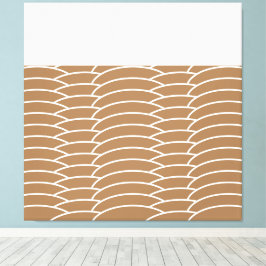 Moderne, weiße Mocha Brown Flip Art Deco Waves Leinwanddruck