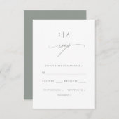 Moderne weiße Monogramm Hochzeitsrampe RSVP Karte (Vorne/Hinten)