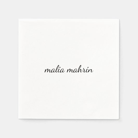 Moderne weiße Monogramm-Schrift-Design Serviette (Vorderseite)