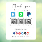 Moderne weiße Multi QR Code Paypal Venmo Cash App Fensteraufkleber (Blatt 3)
