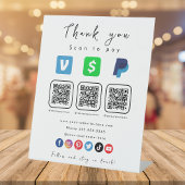 Moderne weiße Multi QR Code Paypal Venmo Cash App Sockelschild