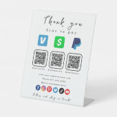 Moderne weiße Multi QR Code Paypal Venmo Cash App Sockelschild (Vorderseite)