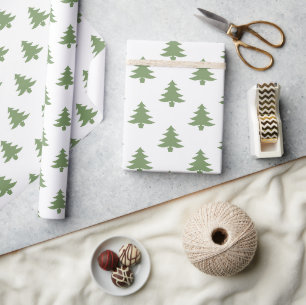Moderne weiße Muster Weihnachtsbaumen Geschenkpapier