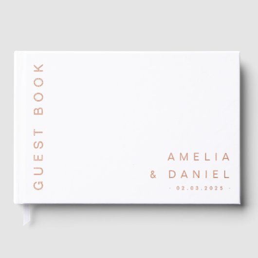 Moderne weiße oder farbige Hochzeitsbezeichnungen  Gästebuch (Vorderseite)