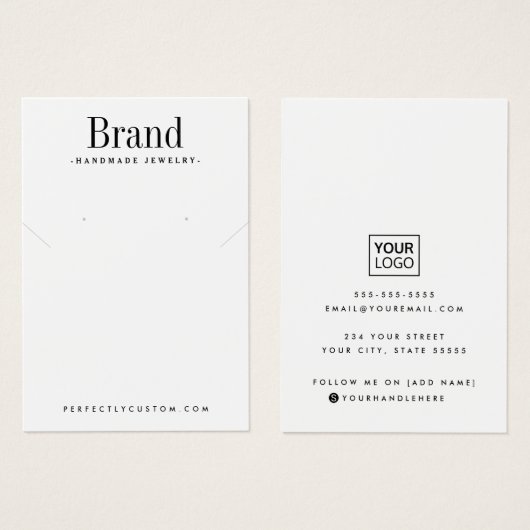 Moderne, weiße Ohrring-Display-Karte (Vorne & Hinten)