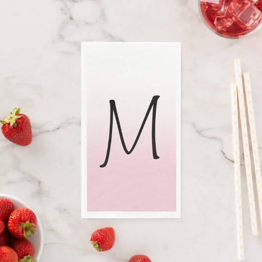 Moderne weiße Ombre-Monogramm Serviette (Beispiel)