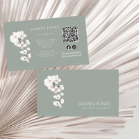Moderne weiße Orchideen QR Code Floral