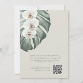 Moderne weiße Orchideen QR Code Tropische Hochzeit Einladung (Rückseite)
