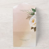 Moderne weiße Peongs floral am Braun Abendessen All In One Einladung (Außenbereich)