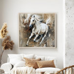 Moderne Weiße Pferde Malerei ästhetische Wand Kuns Poster<br><div class="desc">Art." Dieses beeindruckende Kunstwerk besticht durch ein weißes Pferd, das vor einem dunkelgraubeigen Hintergrund galoppiert und mit einer abstrakten Touch einen modernen Flair verleiht. Die kraftvolle und anmutige Darstellung des Pferdes erfasst Bewegung und Freiheit und schafft so ein faszinierendes visuelles Erlebnis. Dieses Plakat ist ideal für zeitgenössische und minimalistische Innenräume...</div>