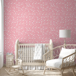 Moderne weiße Polka Dots auf Rosa für Girls' Room Tapete