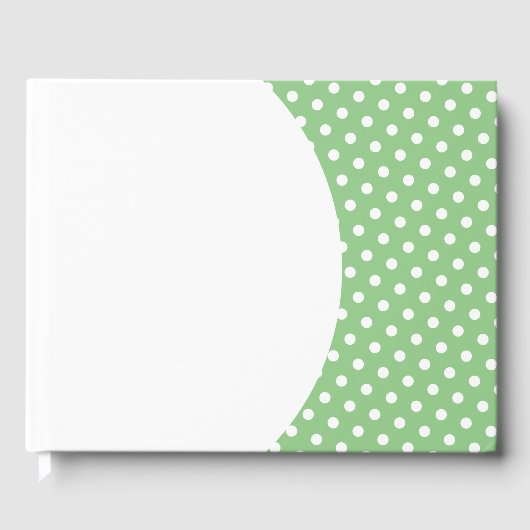 Moderne, weiße Polka Punkte auf hellgrün Gästebuch (Vorderseite)