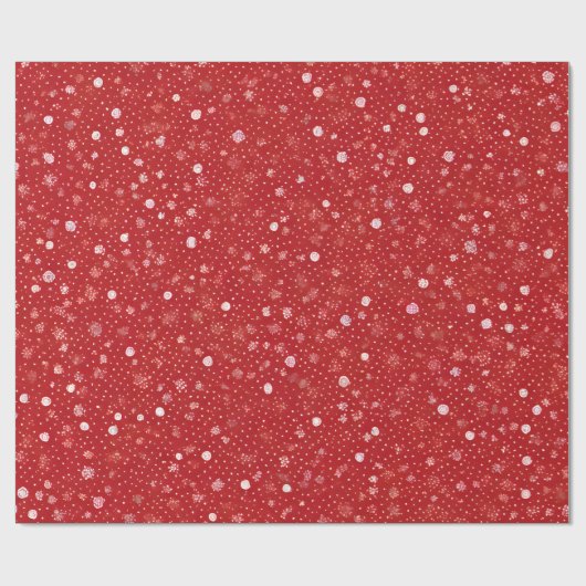 Moderne weiße Punkte an roten Weihnachten Geschenkpapier (Flach)