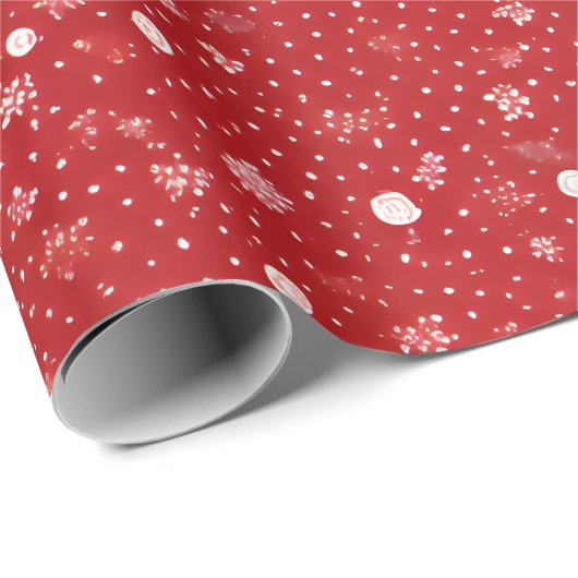 Moderne weiße Punkte an roten Weihnachten Geschenkpapier (Rolleneckpunkt)