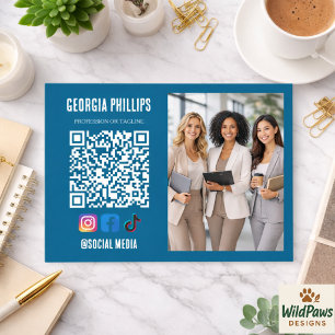 Moderne Weiße QR-Code-Foto-Social-Media-Icons im S Visitenkarte