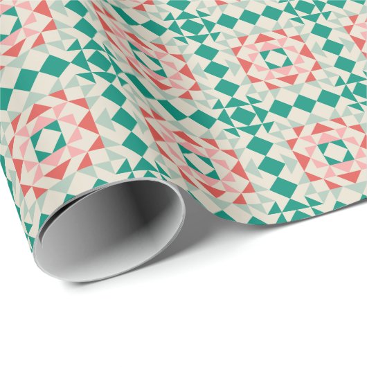 Moderne weiße Quilt Block Geometric Geschenkpapier (Rolleneckpunkt)