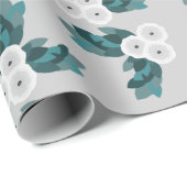 Moderne weiße Ranunculus-Blume und Folien Geschenkpapier (Rolleneckpunkt)