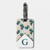 Moderne weiße Ranunculus Blumen & Anfangsbuchstabe Gepäckanhänger (Rückseite vertikal)