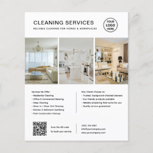 Moderne weiße Reinigungsdienstleistungen QR-Geschä Flyer