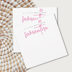 Moderne weiße rosa Schriftzug Notizkarte Mitteilungskarte